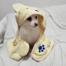 예보들 강아지 고양이 가운 타월, 아이보리, 1개
