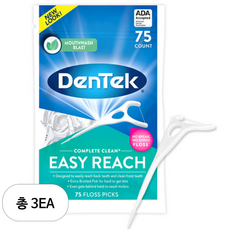 덴텍 컴플리트 클린 이지리치 어금니용 치간 치실, 7.5cm, 75개입, 3개
