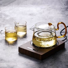  보온컵 머그워머 미니포트 100도 커피 차 우유 데우기, 다크우드+티팟세트(찻잔2포함) 