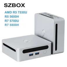 SZBOX AMD Ryzen 5 7530U/5600H/R7 5700U Intel i5-1235U 미니 PC Windows 11 PRO DDR4 3200MHz NVME SSD WiF, [04] i535U, [02] AU, [04] 16GB