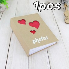 크래프트 종이 사진 앨범 대용량 사랑 모양 갤러리 100 삽입 결혼식 가족 메모리 6 인치, 1pcs
