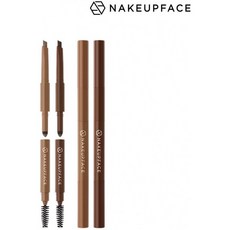 Nakeup Face 3 in 1 Embo Eyebrow 2 색 삼각형 연필 파우더 쿠션 각진 브러쉬 브러시 올인원 기술 (N, 단일상품, 단일상품