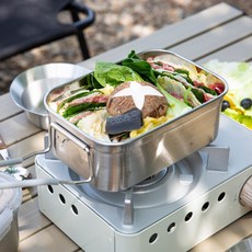 클레버팟 올스텐 304 캠핑 반합 코펠세트(찜기+조리용덮개+밥공기), 2L, 1개