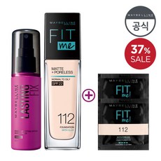 [메이블린] 래스팅 픽스 스프레이 60ml + 핏미 파운데이션 30ml [증]핏미샤쉐2매, 전체색:112 내츄럴 아이보리, 상세 설명 참조
