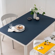 (14colors 11size) 롤로아 100% 방수 가죽 식탁보 테이블보, 120x60cm, 양면-14 (Navy+Mustard)