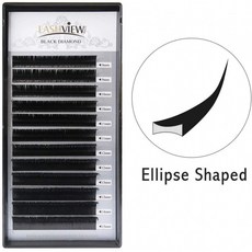 LASHVIEW 타원형 속눈썹 연장 0.15mm C 컬 8-15mm 혼합 편평한 속눈썹 연장 조명 속눈썹 개별 속눈썹 살, 1