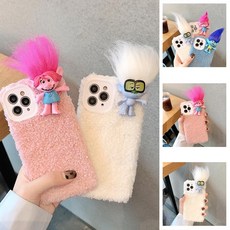 아이폰se2 11pro max xr xs 8 입체 트롤 인형/뽀글이 털 카메라보호 케이스