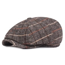 PACCROOM 팔각 모자 남성 복고 베레모 가을 겨울 캡 문예 청년 보 노인 모 회색 M (56 - 58 cm)