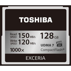 TOSHIBA 컴팩트 플래시 카드 128GB EXCERIA 1000배속 (최대 읽기 속도 150MBs 최대 쓰기 속도 120MBs) () CF-EZ128, 1개