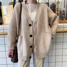 봄가을 카디건 여성 루즈핏 빅사이즈 니트 코트 스웨터