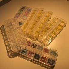 네일재료 믹스 골드리벳 파츠 네일파츠세트 투명케이스 대용량 금색, 1개