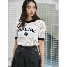 [에고이스트] EQ2OKH06D 레터링자카드 네트 반팔 풀오버 니트 (24년 여름)