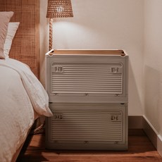 접이식 우드상판 캠핑 폴딩박스 36L 49L 56L, 코로로 우드커버 리빙박스 (36L 화이트)