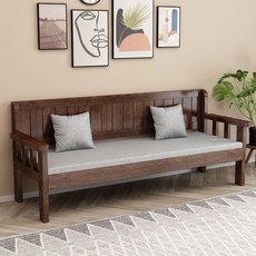 단단한나무 벤치소파 현관 거실 식당 카페 평상쇼파 대기의자, 140x55x80cm, 친환경블랙브라운쿠션베개무료