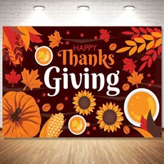 땡스기빙 현수막 카페 포장지 장식품 포스터 사탕봉투 소품 배너 파티