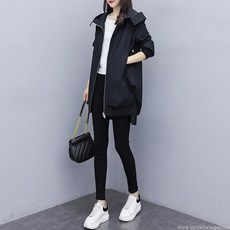 라오농 봄가을 트렌치코트 여성 루즈핏 후드 트렌치코트 집업 재킷+d2503LL