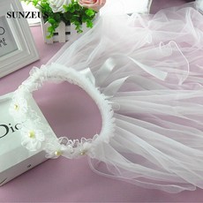 해외직구 새 아기 소녀 베일 진주 꽃 어린이위한 작은 공주 베일 아이보리 꽃 소녀 베일 키즈 웨딩 갈 랜드 BV-076