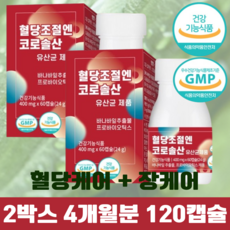 웰러스 혈당조절엔 코로솔산 유산균 400mg x 60캡슐 / 혈당케어와 장케어를 동시에, 2박스, 60정