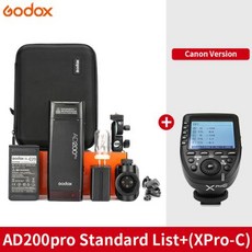 Godox AD200Pro 야외 플래시 라이트 200Ws TTL 2.4G 1/8000 HSS 0.01-1.8s 플래시 재활용 2900mAh 배터리 xPro X1T, 2) AD200PRO with Xpro-C - ds200pro