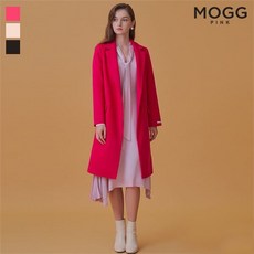 모그핑크 더블 카라 H라인 슬림핏 울 코트 마젠타핑크 아이보리크림 제트블랙