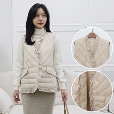 모모스 여성스러운 경량 패딩 따뜻한 겨울 프릴 조끼