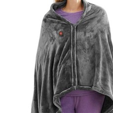 플러시 양털 담요 사무실용 온열 웨어러블 단계 온도 조절 가능 세탁기 워머, Grey, 1개