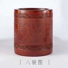 연필꽂이 학교 필통 다용도 패션 펜꽂이 제자규 테이블면 서재 수납합 대나무재질 아이디어 대나무붓통 대나무, T19-빨간색 :8준도