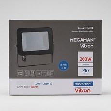 비츠온 메가맨 LED 사각 투광기 투광등 200W 주광 KS 간판조명 공장 주차장 조명, 1개