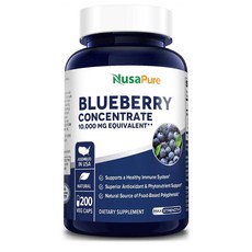 누사퓨어 NusaPure 블루베리 농축 10 000mg 200캡슐 2팩, 2개, 200정