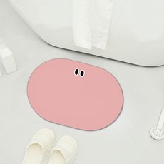 디아쿠아 몬스터 빨아쓰는 욕실 주방 논슬립 소프트 규조토 발매트, 둥근핑크