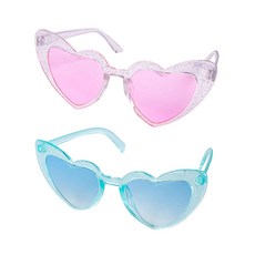 반짝이 하트 모양 선글라스 레트로 안경 핑크 블루 프레임 생일 웨딩 파티 장식 용품 1 개, 2pcs glasses AB