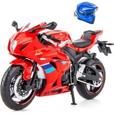 MSZ 1\/12 스즈키 GSX-R1000 오토바이 과 호환 디스플레이 스탠드 및 헬멧 열쇠고리가 있는 컬렉터 모델, 03 Red, 1개