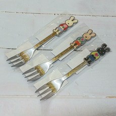 르슈크레 캐릭터 스테인리스 디저트 포크 3종, 블랙, 1개