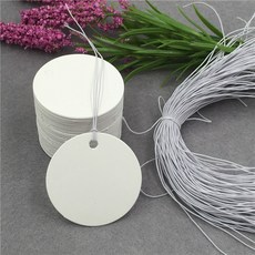 300 개/몫 4x4 cm 수제 종이 골 판지 태그 선물 파티 팩 장식 꽃 가격 걸이형 레이블 사용 가능한 흰색 문자열