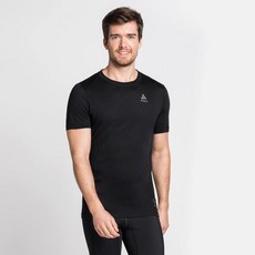 Odlo 남성 Merino 130 기능성 속옷 반팔 셔츠, 엘_검은색