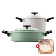 락앤락 데꼬르 IH 인덕션용 냄비 2종+가쯔 세트 편수/양수/전골/곰솥 추천 이유식/라면/샤브샤브/파스타/스파게티 세라믹 코팅 밀크팬/잼팟, 깊은양수18cm+전골24cm+가쯔