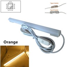 LED 바 조명 USB 2835 하드 스트립 튜브 U 알루미늄 쉘 주방 언더 캐비닛 독서 책상 테이블용, 03 orange, 04 300mm B Switch