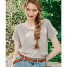 RONRON TORCHON LACE HENRYNECK T SHIRT GREY 142297