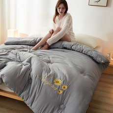 12종 두껍고 따뜻한 육각모양 사계절 이불 편한수면 차렵이불 홀 겹 꽃무늬 싱글 슈퍼싱글 퀸 킹 패밀리 가정 기숙사 자취 원룸 여관 모텔 호텔 게스트하우스 용 2~5KG, 젠틀맨 그레이 자수