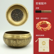  싱잉볼 명상볼 요가 명상 종 주발 힐링 테라피 좌종 씽잉 그릇 띵샤 불교 도구 네팔 티벳, 플랫십자절굿공이16.5cm+가죽스틱+와셔색랜덤 