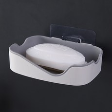 1+1강력 비 마킹 페이스트 배수 비누 상자 창조적 인 이중층 펀치없는 욕실 랙 2 색 벽걸이 형 비누 상자, 회색