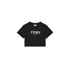 [펜디키즈] [FENDI KIDS] 여아 로고 프린트 크롭 반팔 티셔츠 블랙 KFD32GR