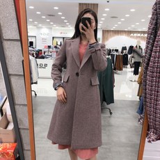 비키 잔체크 원버튼 모직 롱 코트_TYHAY9642