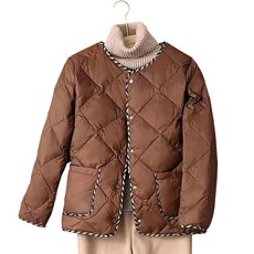 패딩자켓 로로비 여성 경량 누빔 패딩 자켓 라운드 넥 가을 겨울 RB0032