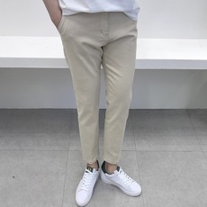 [S~3XL] NW 면 테이퍼드 반밴딩 9부 크롭 팬츠