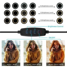 6 "셀카 LED 필 링 라이트 w 삼각대 스탠드 전화 홀더 원격 키트 라이브 스트림 메이크업 온라인 교육 비디오 조명 16CM, 3 Colors adjustable, 1개