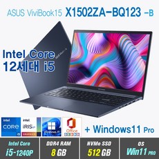 ASUS 비보북 X1502ZA-BQ123, WIN11 Pro, 16GB, 256GB, 코어i5, 콰이어트 블루