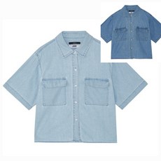 반팔데님셔츠