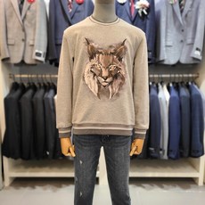 BON F/W 그레이 스라소니 아트웍 맨투맨 티셔츠 BN9FTS448LY