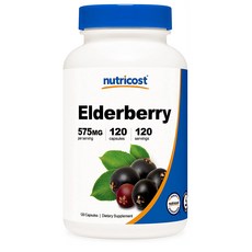 해외 Nutricost Elderberry 엘더베리 삼부커스 120캡슐, 120정, 3개